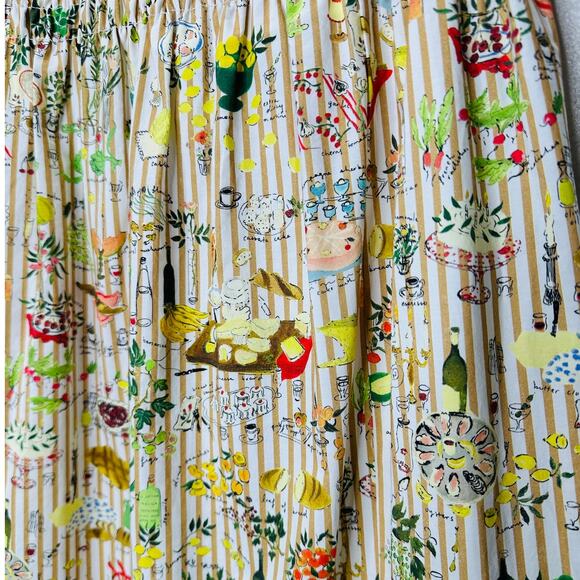 Rhode Artie Shirred Waist Ruffle Hem Printed Cotton Poplin Midi Skirt XL - Picture 7 of 16